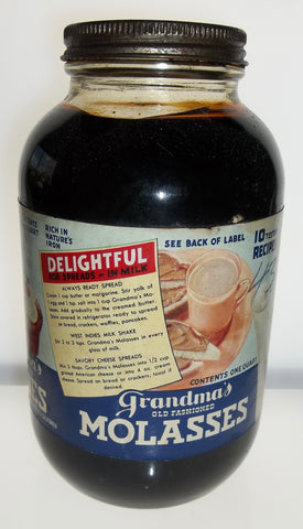 Grandma's Old Fashioned Molasses in Original Jar - with Contents!