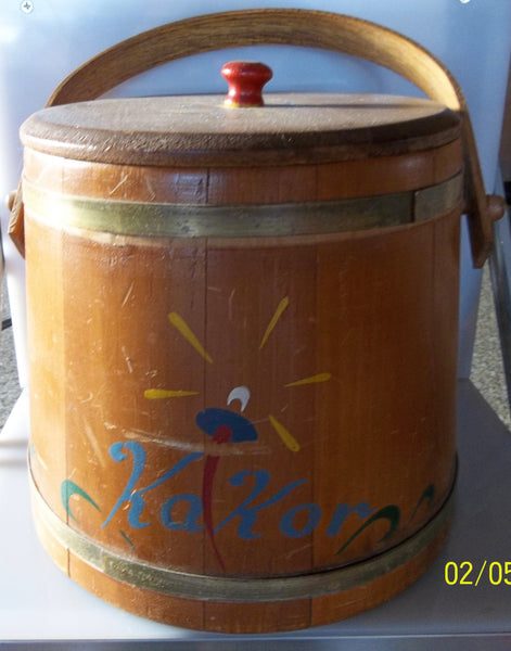 Vintage Swedish Cookie Firkin with Swing Handle