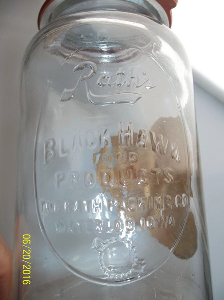 Iowa Jar Rath's Pickled Pigs Feet Jar with Original Paper Label!