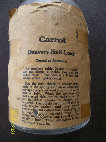 Ball Perfect Mason Jar, Used for Selling Carrots, with Paper Labels