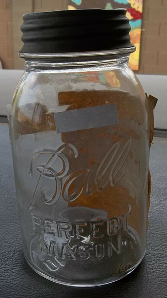 Ball Perfect Mason Jar, Used for Selling Carrots, with Paper Labels