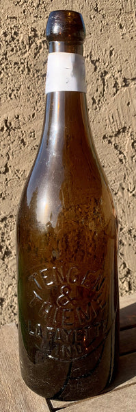 Beautiful Olive Amber Quart Blob Top Beer Bottle from Lafayette Indiana