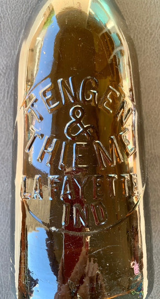 Beautiful Olive Amber Quart Blob Top Beer Bottle from Lafayette Indiana