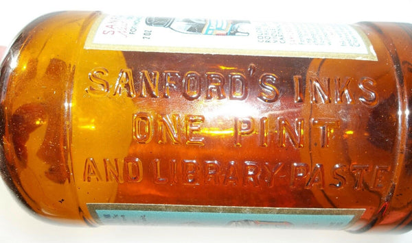 Sanford Fountain Pen Ink Pint Sized Bottle with Original Paper Label!